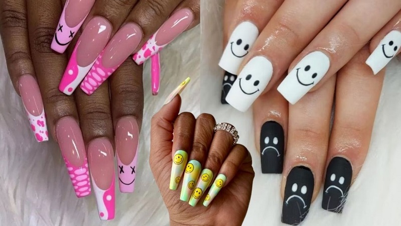 4. Smiley Face Acrylic Nails - wide 1