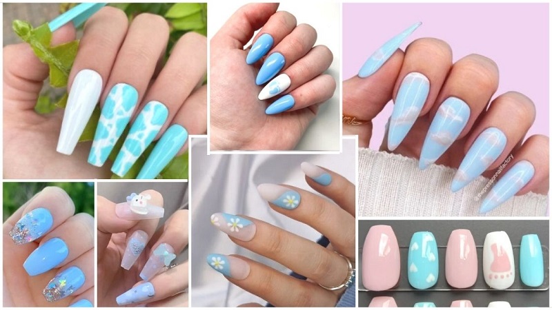 10 Long Blue Coffin Nails You Need to Try Right Now